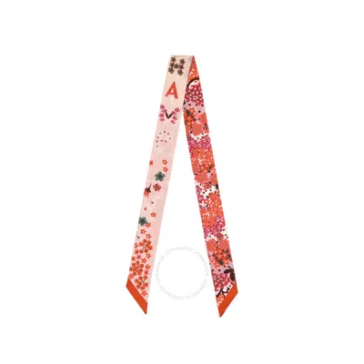 Longchamp All-over Floral Print Silk Scarf In Orange