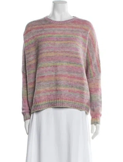Pre-owned Longchamp Alpaca Striped Sweater In Pink