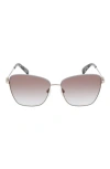 Longchamp Amazone 59mm Rectangle Sunglasses In Gold/ Azure