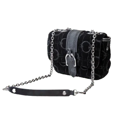 Longchamp Amazone Black Velour Women's Crossbody Bag 10022674001 In Multi
