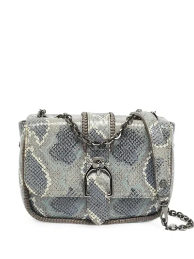 Pre-owned Longchamp Amazone Python-embossed Crossbody Bag In Gray