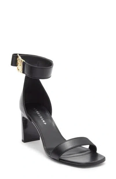 Longchamp Ankle Strap Sandal In Black