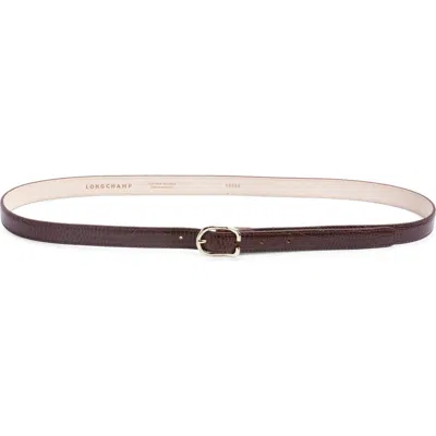 Longchamp Archive Croc Print Leather Belt In Brown