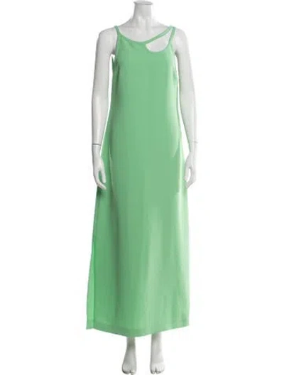 Pre-owned Longchamp Asymmetrical Long Dress In Green