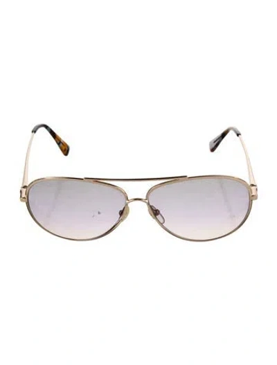 Pre-owned Longchamp Aviator Gradient Sunglasses In Gold