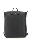 Longchamp Adjustable Straps Front Flap Top Handle Backpack In Black