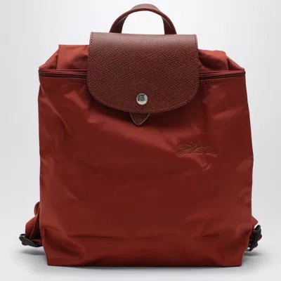 Longchamp Le Pliage Green Medium Canvas Backpack In Red