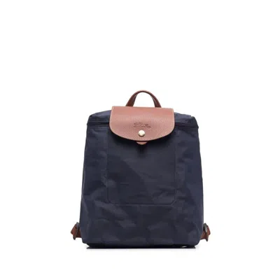 Longchamp Le Pilage Original Backpack In Blue/brown