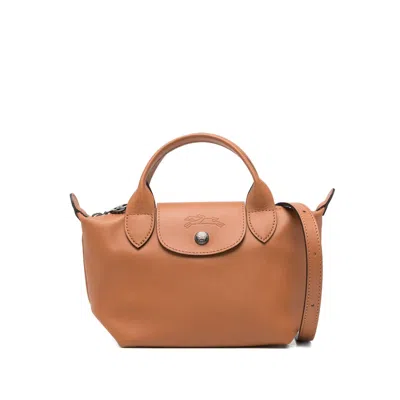 Longchamp Le Pilage Xtra Brown Medium Shoulder Strap With Removable Shoulder Strap And Embossed Lgoo On The Fr