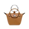 Longchamp Le Pliage Xtra Leather Airpod Bag Charm In Brown