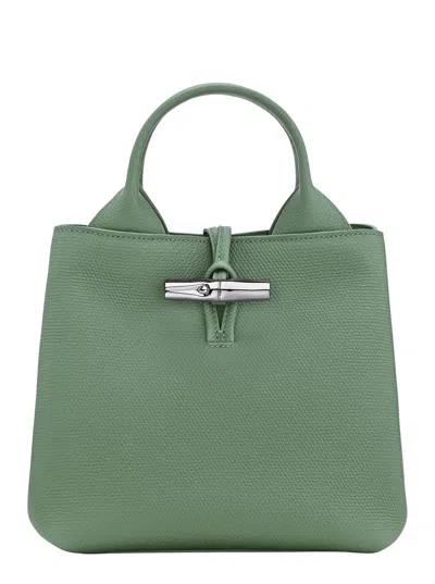 Longchamp Le Roseau Green Small Handbag With Adjustable And Removable Shoulder Strap In Leather