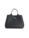 Longchamp Black Le Roseau Large Tote In Black