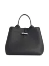 Longchamp Bag With Black Leather  Handle In Black