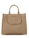 Longchamp Grey Handbag With Embossed Logo On The Front And Adjustable And Removable Shoulder Strap In Leather  In Beige