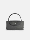 Longchamp Bag With 's Le Pliage Green' Handle In Graphite Recycled Tela