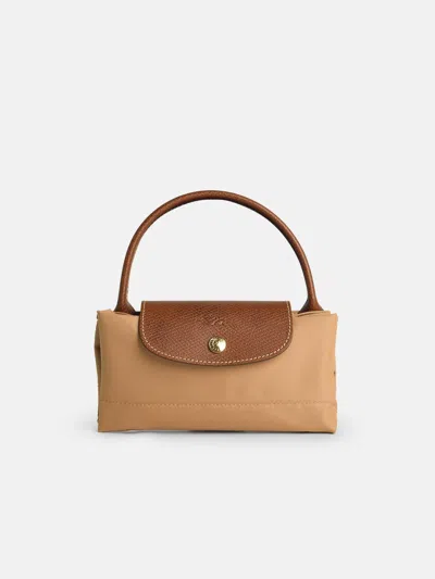 Longchamp Bag With 's Le Pliage Original' Handle In Suede Recycled Tela In Brown