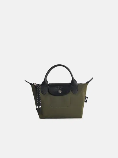 Longchamp Bag With 'xs Le Pliage Energy' Handle In Kaki Recycled Tela In Green