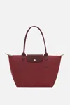 Longchamp Le Pliage Green L Shoulder Bag In Red