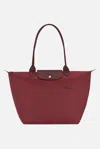Longchamp Le Pliage Green L Shoulder Bag In Red