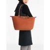 Longchamp Le Pilage Original Red Medium Tote Bag With Two Top Handles And Embossed Logo On The Front In Canvas