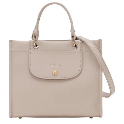 Longchamp Grey Handbag With Embossed Logo On The Front And Adjustable And Removable Shoulder Strap In Clay