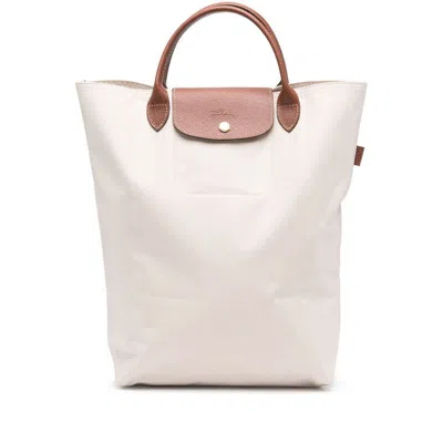 Longchamp Medium Canvas Tote Bag In White