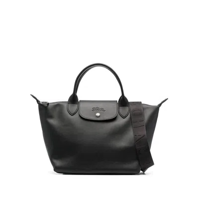 Longchamp Le Pliage Cuir Tote Bag In Black