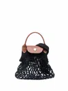 Longchamp `le Pliage Filet` Extra Small Mesh Bag In Black
