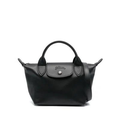 Longchamp Extra Small Le Pliage Xtra Leather Top Handle Bag In Black