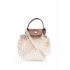 Longchamp Le Pliage Filet Knitted Mesh Cross-body Bag In Brown