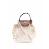 Longchamp Le Pliage Filet Knitted Mesh Cross-body Bag In Brown