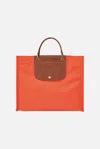 Longchamp Cabas Recycled Canvas Top Handle Tote In Carotte