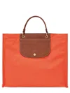 Longchamp Tote Bag With Top Handle And Contrast Flap In Orange