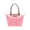 Longchamp M Le Pliage Original Pink Handbag With Embossed Logo In Canvas Woman In Pink