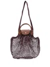 Longchamp Le Pliage Filet Knit Shoulder Bag In Purple