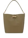 Longchamp Bamboo Clasp Leather Shoulder Bag In Green