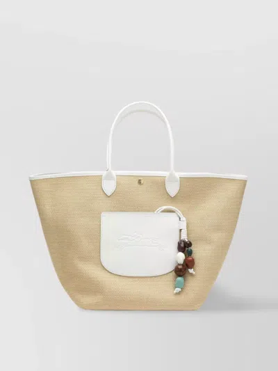 Longchamp Basket Bag Foldable Accents In Silver
