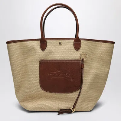 Longchamp Basket Bag L Le Pliage Artichoke Green In Brown
