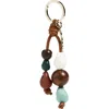 Longchamp Beaded Key Chain In Brown