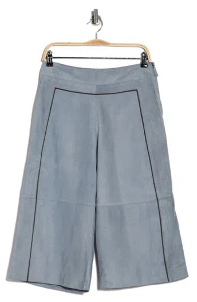 Longchamp Leather Bermuda Shorts In Blue