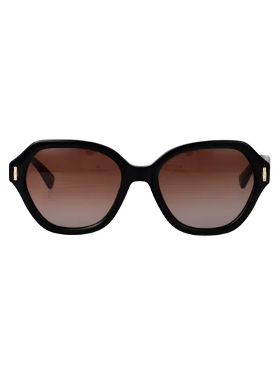 Longchamp Black Acetate Sunglasses In White