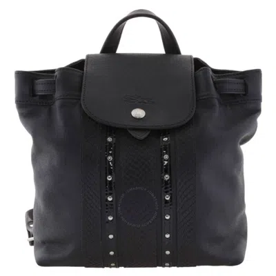Longchamp Black Le Pliage Cuir Backpack