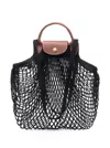 Longchamp Black Le Pliage Filet Tote In Black
