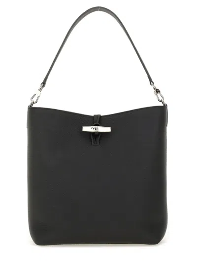 Longchamp Black Le Roseau Medium Hobo