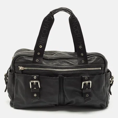 Pre-owned Longchamp Black Leather Multiple Pocket Satchel