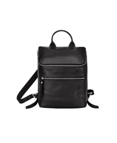 Longchamp Black Lefoulonné Zipper Logo Backpack