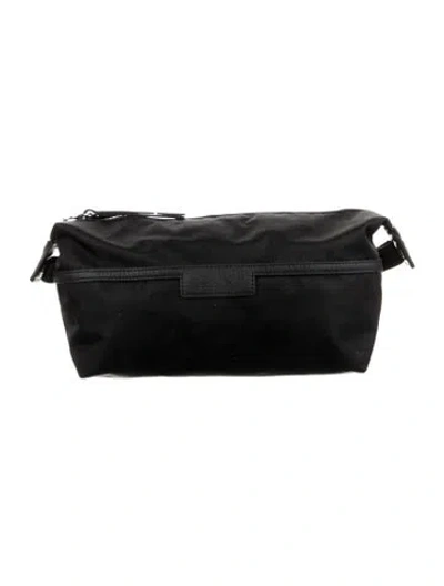 Pre-owned Longchamp Black Medium Cosmetic Bag W/ Silver-toned Hardware