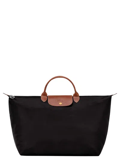 Longchamp Black Tote Bag With Embossed Logo