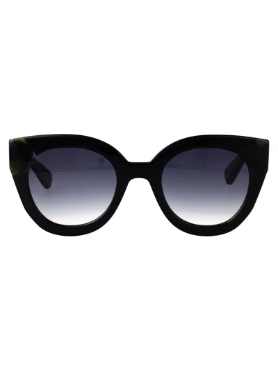 Longchamp Black/blue Havana Acetate Sunglasses
