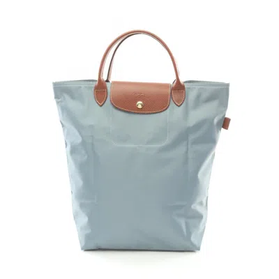 Pre-owned Longchamp Blue Blue Fabric Leather Shopping Bag Tote Bag () In Multi